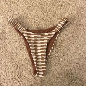 Brown and Cream Women's Bikini Bottom